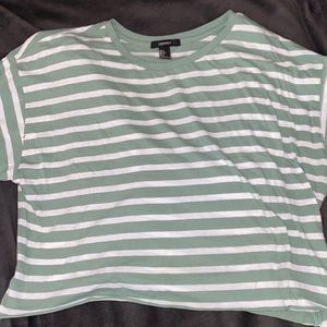 Green Striped Boxy Crop Top